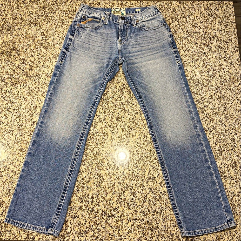 Ariat M7 Slim Fit Straight Leg Jeans Mens 30x30 Light Wash Denim Western